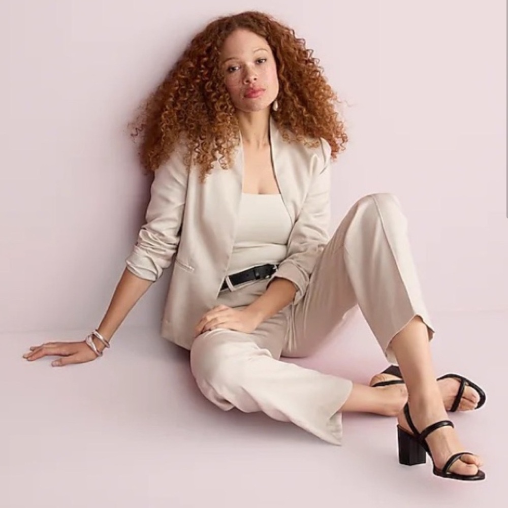 NWT J. Crew Ingrid Gramercy Twill High Rise Wide Leg Pants Cream 2022 Size 6